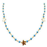 CHG-198-TU-18" 18K Gold Overlay Necklace With Turquoise Beads Bali Designs Inc